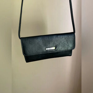 Strada Wallet Crossbody Purse Black vinyl w/ Removable Strap